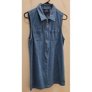 original ty wear  Cotton denim dress. Size 10P. Zipper Front. 2 Pockets.
